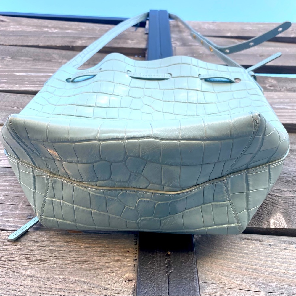 Mansur Gavriel Blue Croc Mini Bucket Bag - Picture 7 of 14